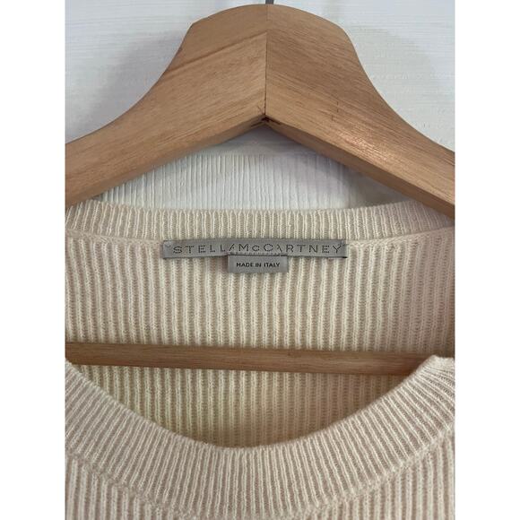 Drapey Layered Stella McCartney Sweater Cream Ribbed Crewneck Pullover | Size 40 - Picture 2 of 10